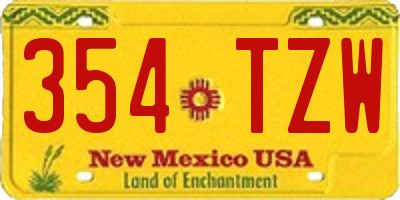 NM license plate 354TZW