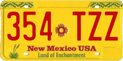 NM license plate 354TZZ