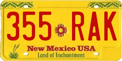 NM license plate 355RAK