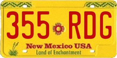 NM license plate 355RDG