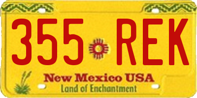 NM license plate 355REK