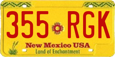 NM license plate 355RGK