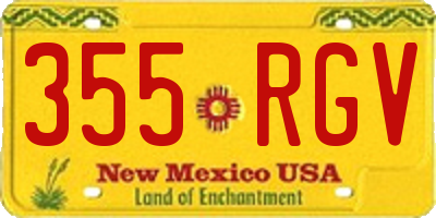 NM license plate 355RGV