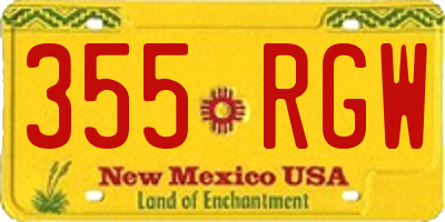 NM license plate 355RGW