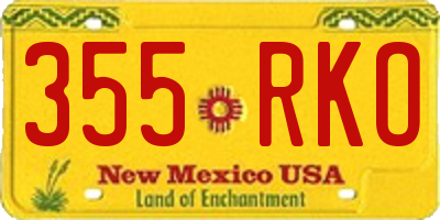 NM license plate 355RKO