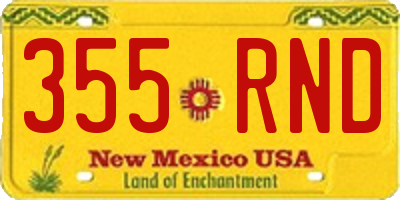 NM license plate 355RND