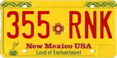 NM license plate 355RNK