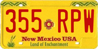 NM license plate 355RPW