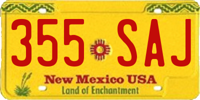 NM license plate 355SAJ