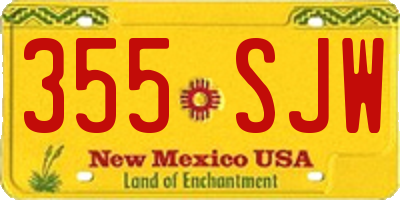 NM license plate 355SJW