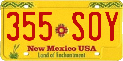 NM license plate 355SOY