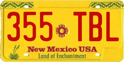 NM license plate 355TBL