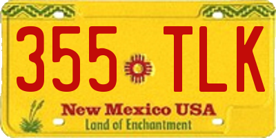 NM license plate 355TLK