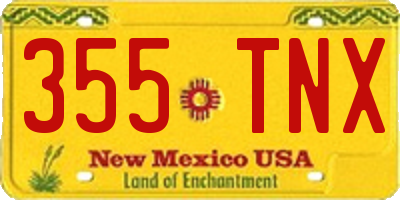 NM license plate 355TNX
