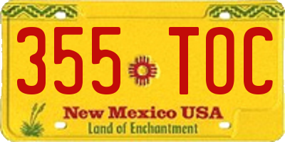 NM license plate 355TOC
