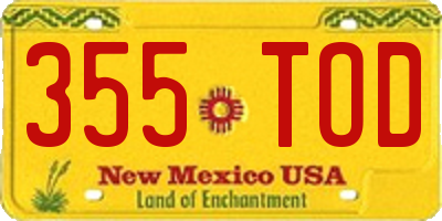 NM license plate 355TOD
