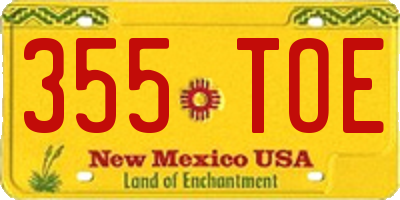 NM license plate 355TOE