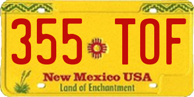 NM license plate 355TOF