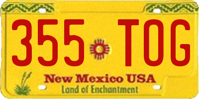 NM license plate 355TOG