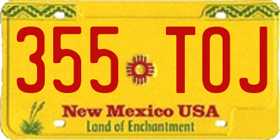 NM license plate 355TOJ