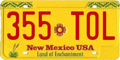 NM license plate 355TOL