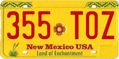 NM license plate 355TOZ
