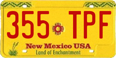 NM license plate 355TPF
