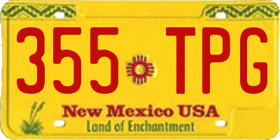 NM license plate 355TPG