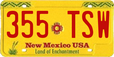 NM license plate 355TSW