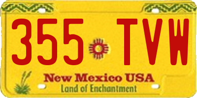 NM license plate 355TVW