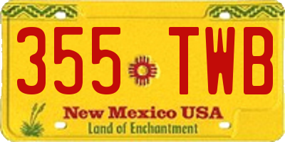 NM license plate 355TWB