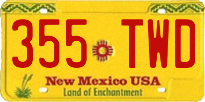 NM license plate 355TWD