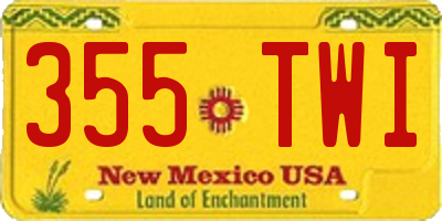 NM license plate 355TWI