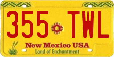 NM license plate 355TWL