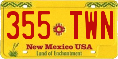 NM license plate 355TWN
