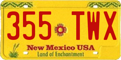 NM license plate 355TWX