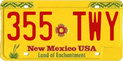 NM license plate 355TWY