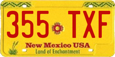 NM license plate 355TXF