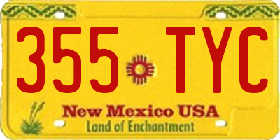 NM license plate 355TYC