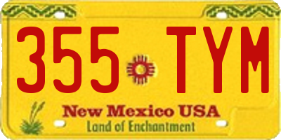 NM license plate 355TYM
