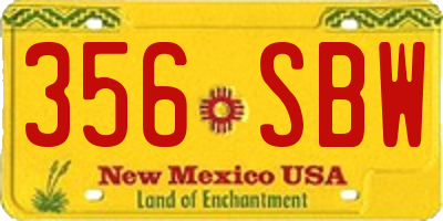 NM license plate 356SBW