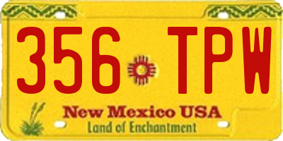 NM license plate 356TPW