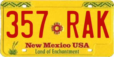 NM license plate 357RAK