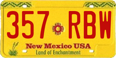 NM license plate 357RBW