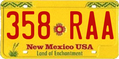 NM license plate 358RAA