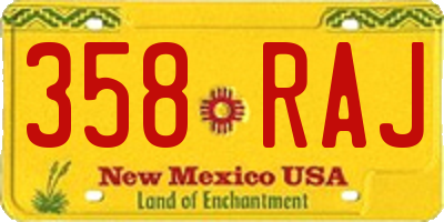 NM license plate 358RAJ