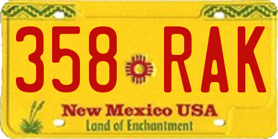 NM license plate 358RAK