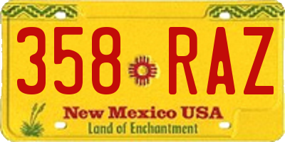NM license plate 358RAZ