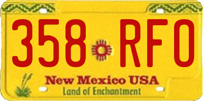 NM license plate 358RFO