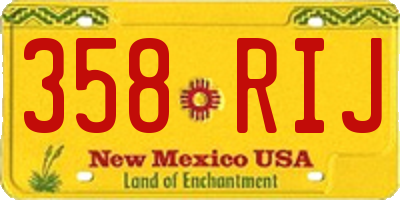 NM license plate 358RIJ
